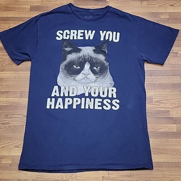 Grumpy Cat Blue Tee-shirt Size Medium - Picture 2 of 5